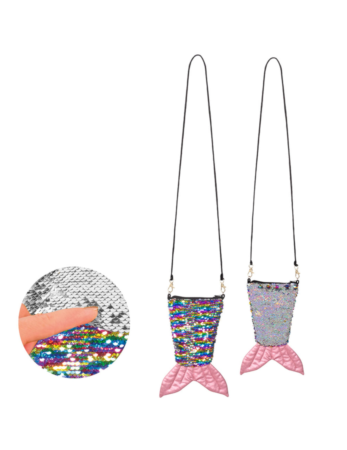 Sac queue de sirène pour adulte à paillettes arc-en-ciel et argent réversibles