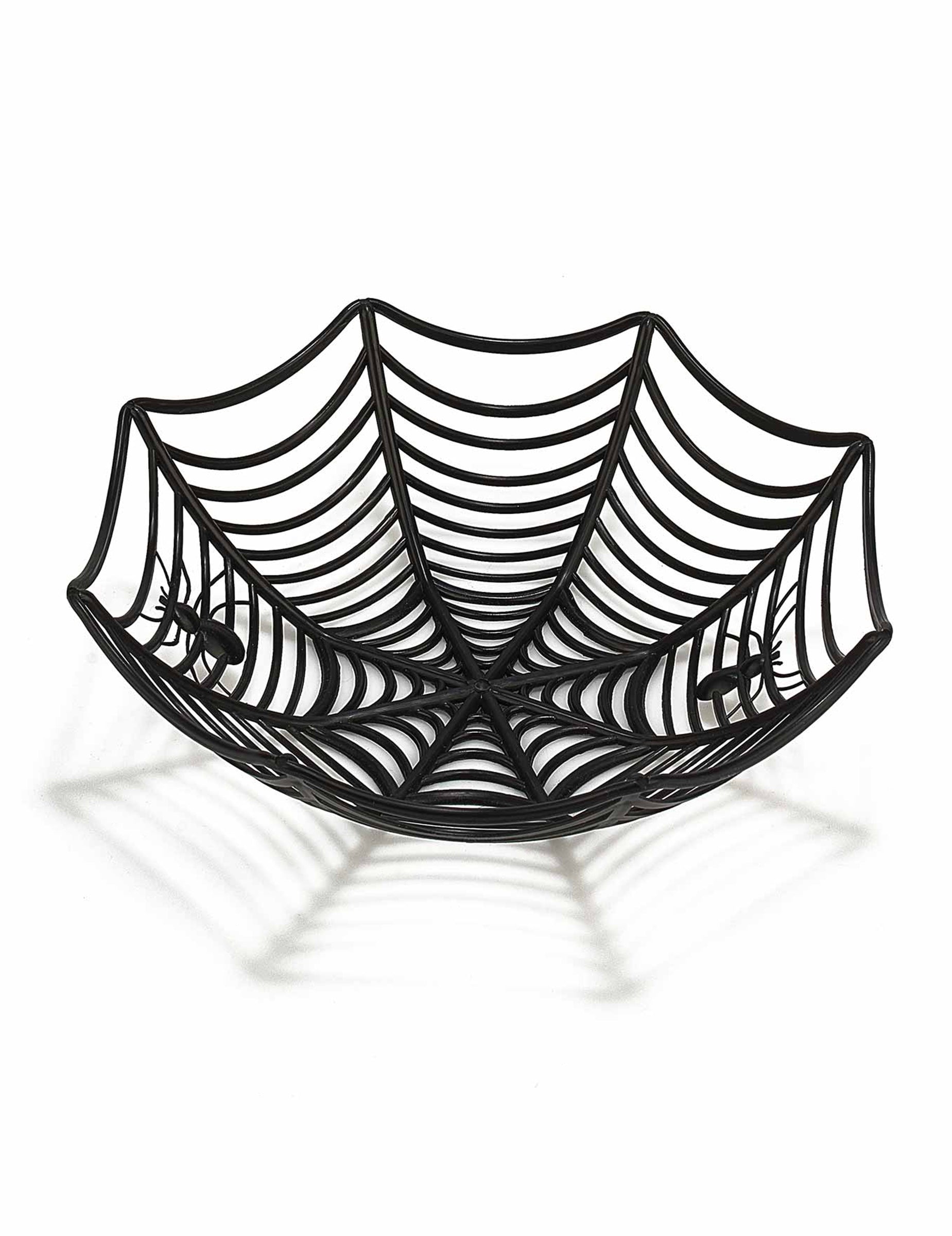 Saladier toile d'araignée pour Halloween noir avec petites araignées