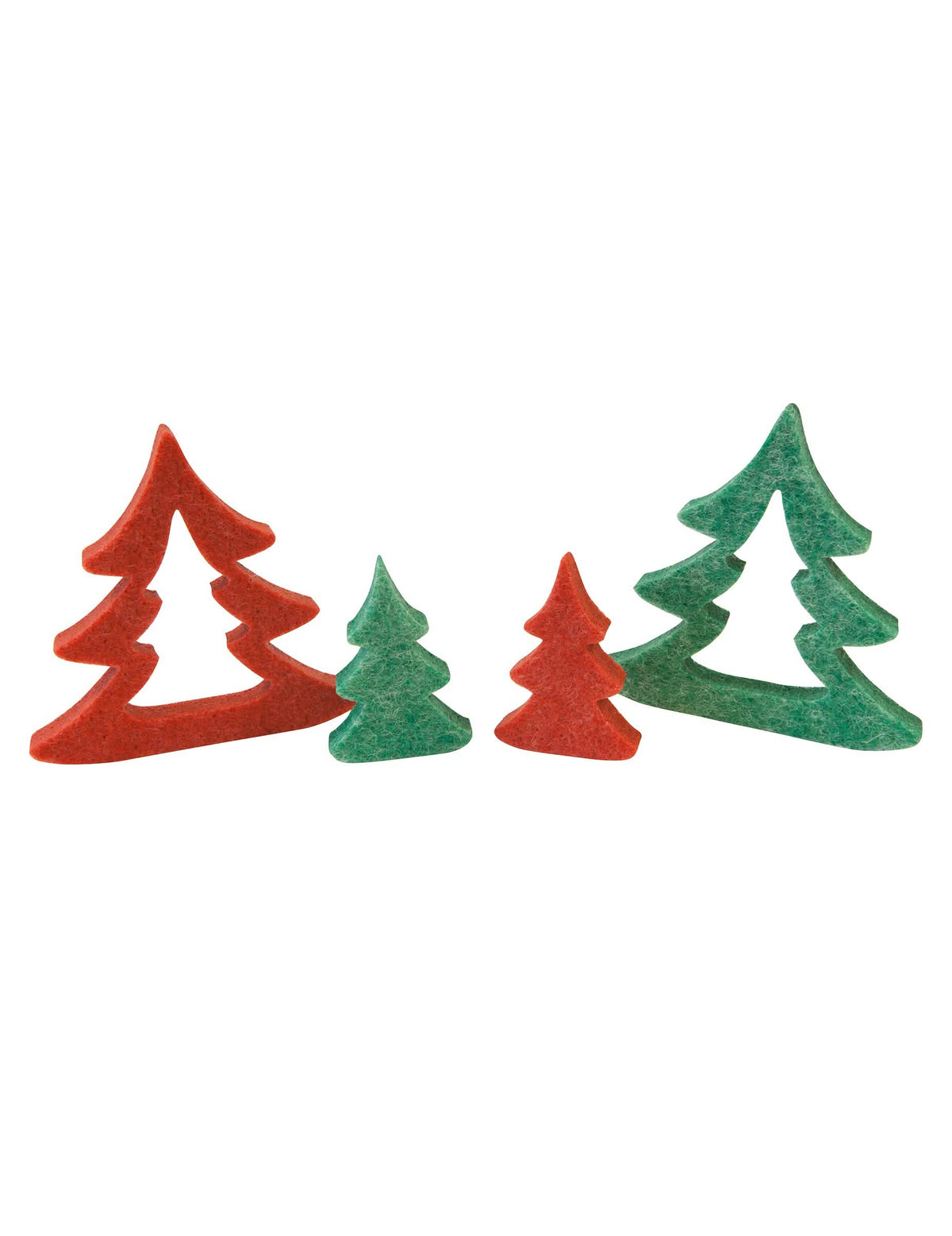 Sapins en feutrine de Noël pour décoration vert et rouge