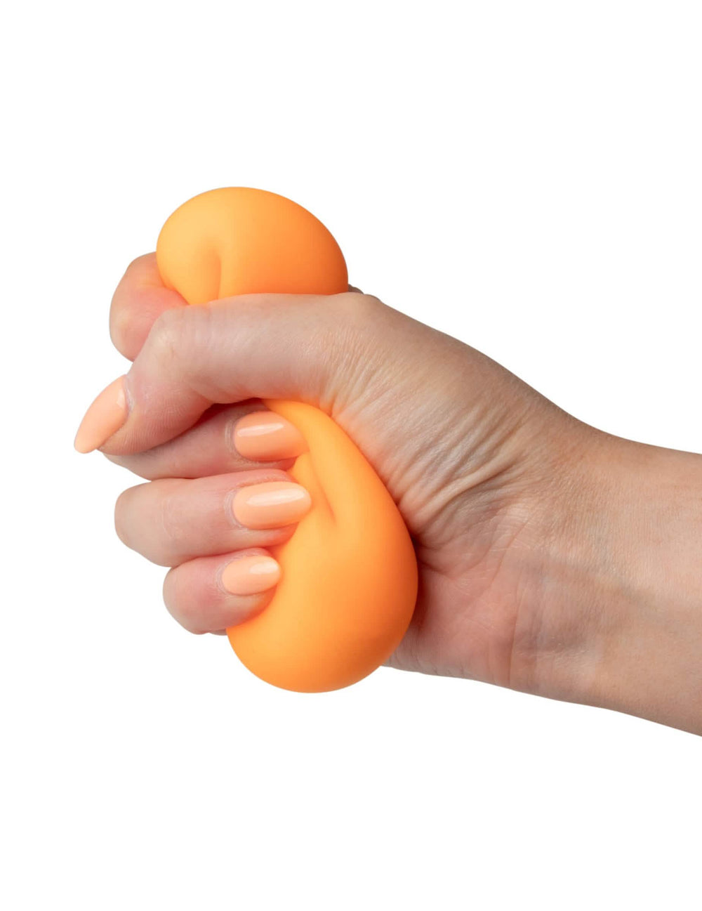 Démonstration de la texture élastique de la boule anti stress Scrunchems étirable