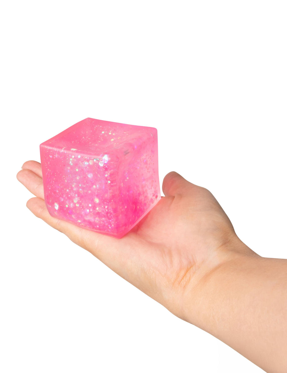 Cube anti stress Scrunchems Pailleté pour enfant rose