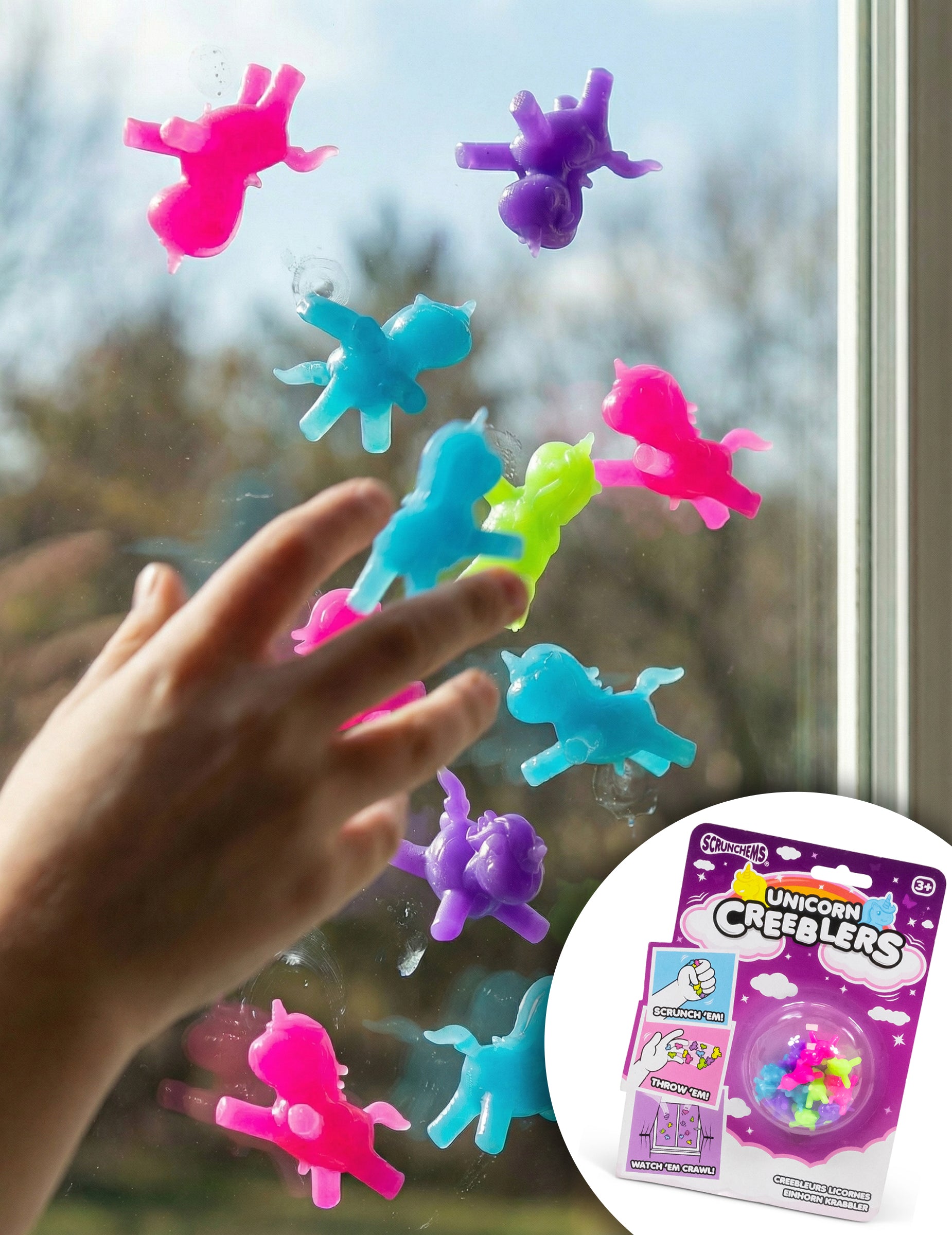 Jouets licornes adhérentes Creeblers pour enfant multicolores