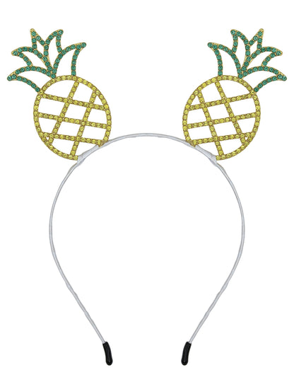 Vue de face du serre-tête ananas en métal pour adulte