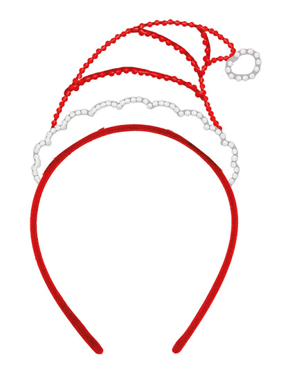 Vue de face du serre-tête bonnet de Noël à strass