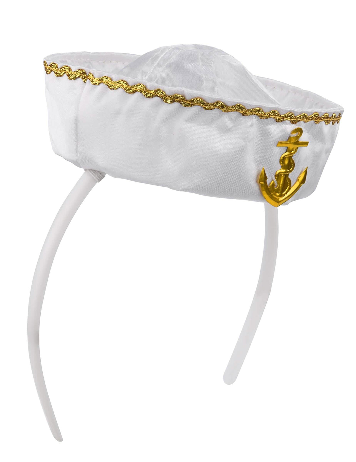Valkoinen merimieshattu hiuspanta naiselle