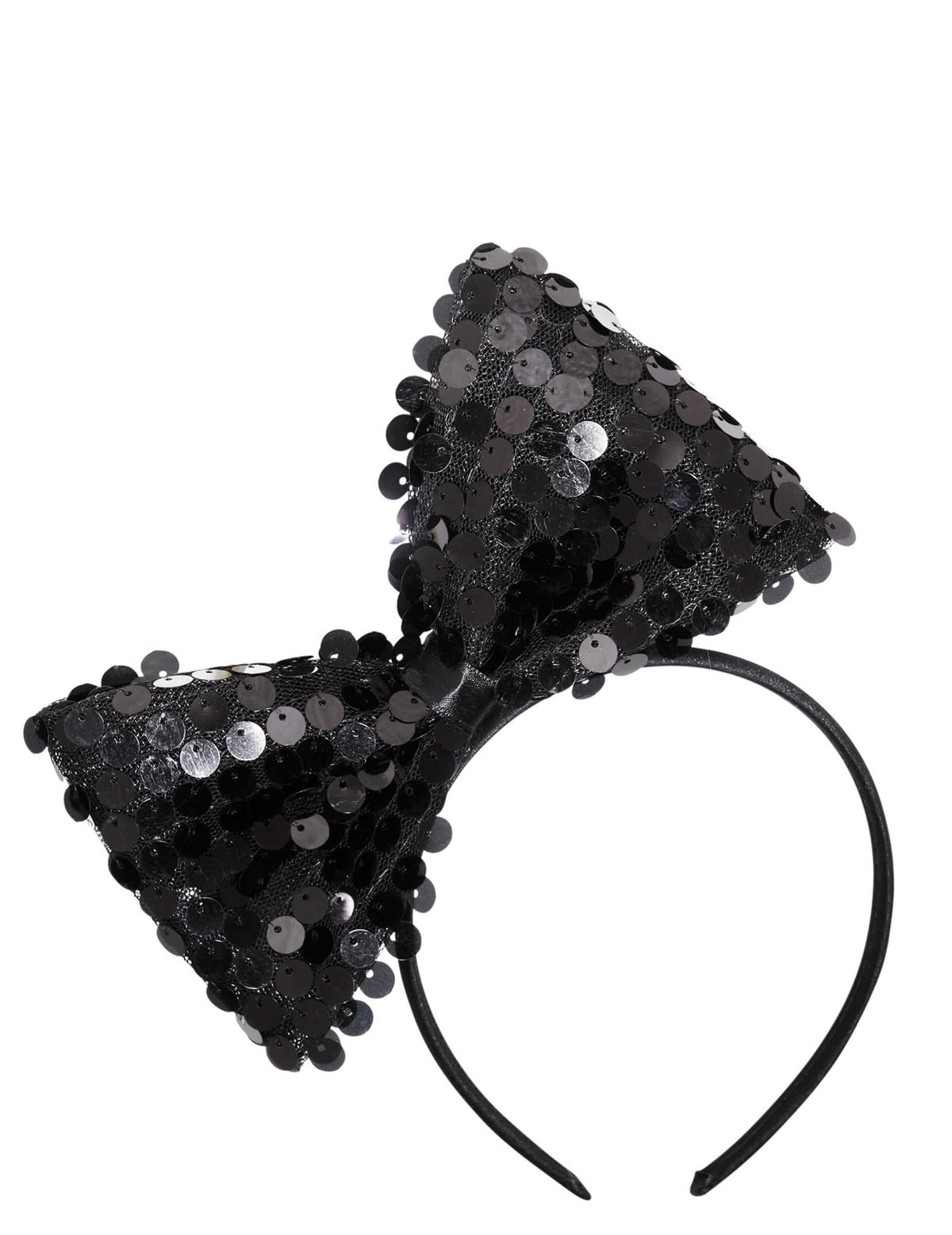 Vue de profil du serre-tête noeud à sequins pour adulte
