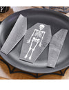 Serviettes en papier cercueil squelette pour Halloween noir et blanc