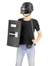 Set policier 4 pièces pour enfant noir avec casque et bouclier