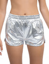 Hopeiset metallinhohtoiset shortsit naisille