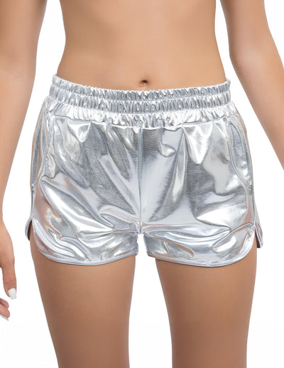 Hopeiset metallinhohtoiset shortsit naisille