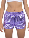 Violetit metallinhohtoiset shortsit naisille