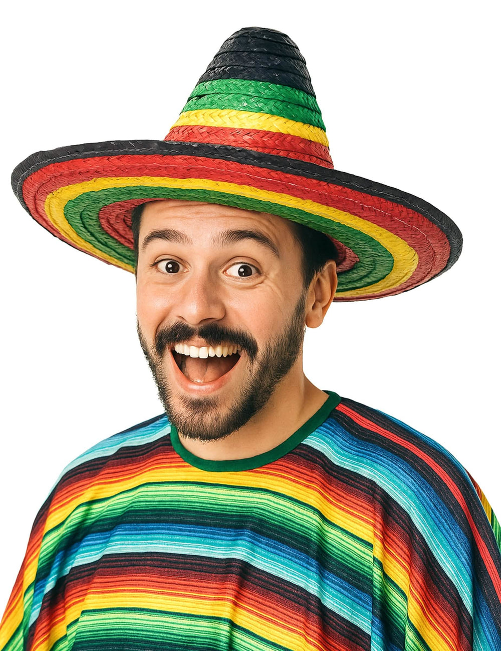 Sombrero mexicain pour adulte multicolore avec bordure et pointe noires