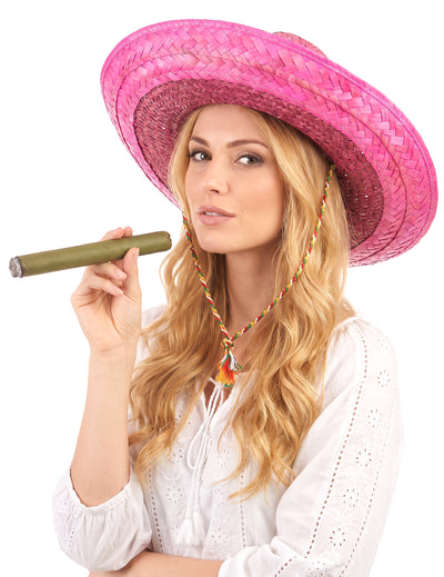 Vaaleanpunainen meksikolainen sombrero-hattu aikuisille