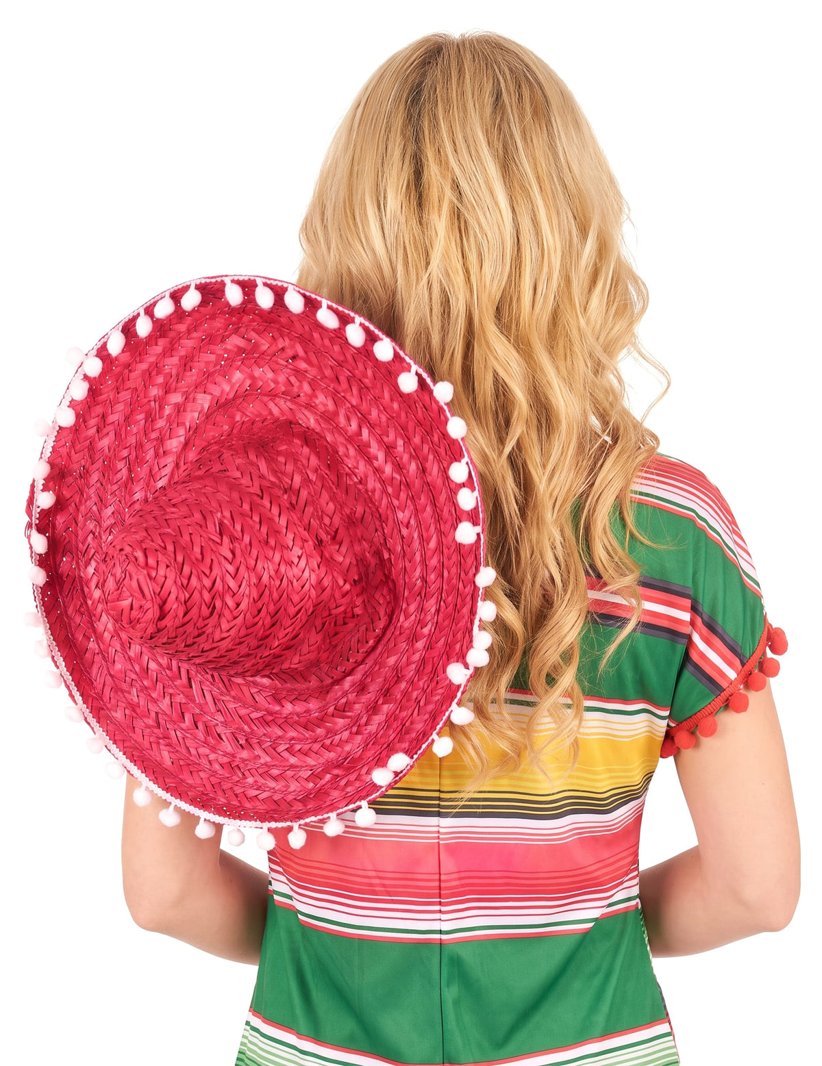 Aikuisten punainen sombrero-hattu tupsureunuksella