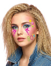 Strass adhésifs années 80 pour adulte multicolores avec motifs éclairs et étoiles fluo