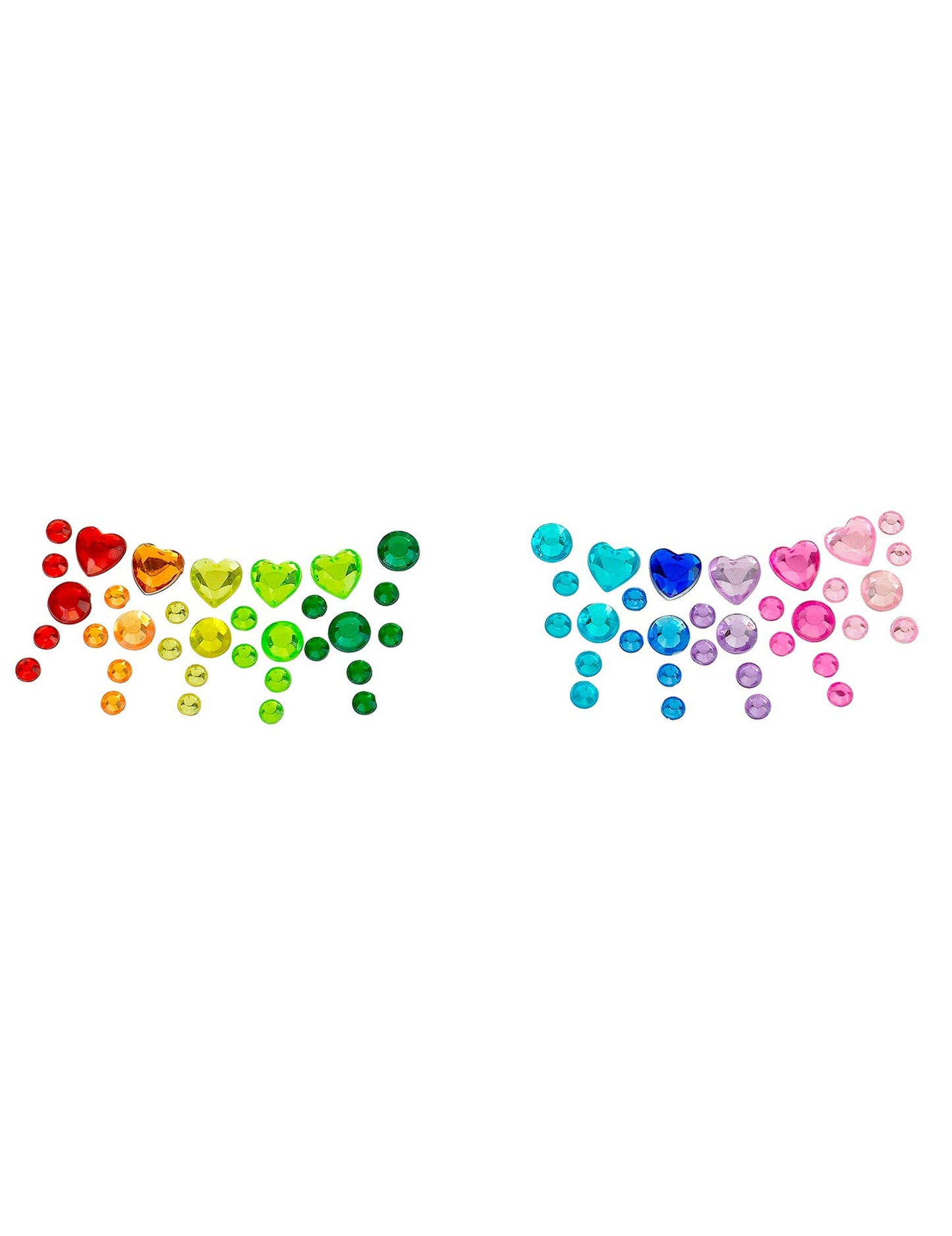 Strass adhésifs cœurs arc en ciel