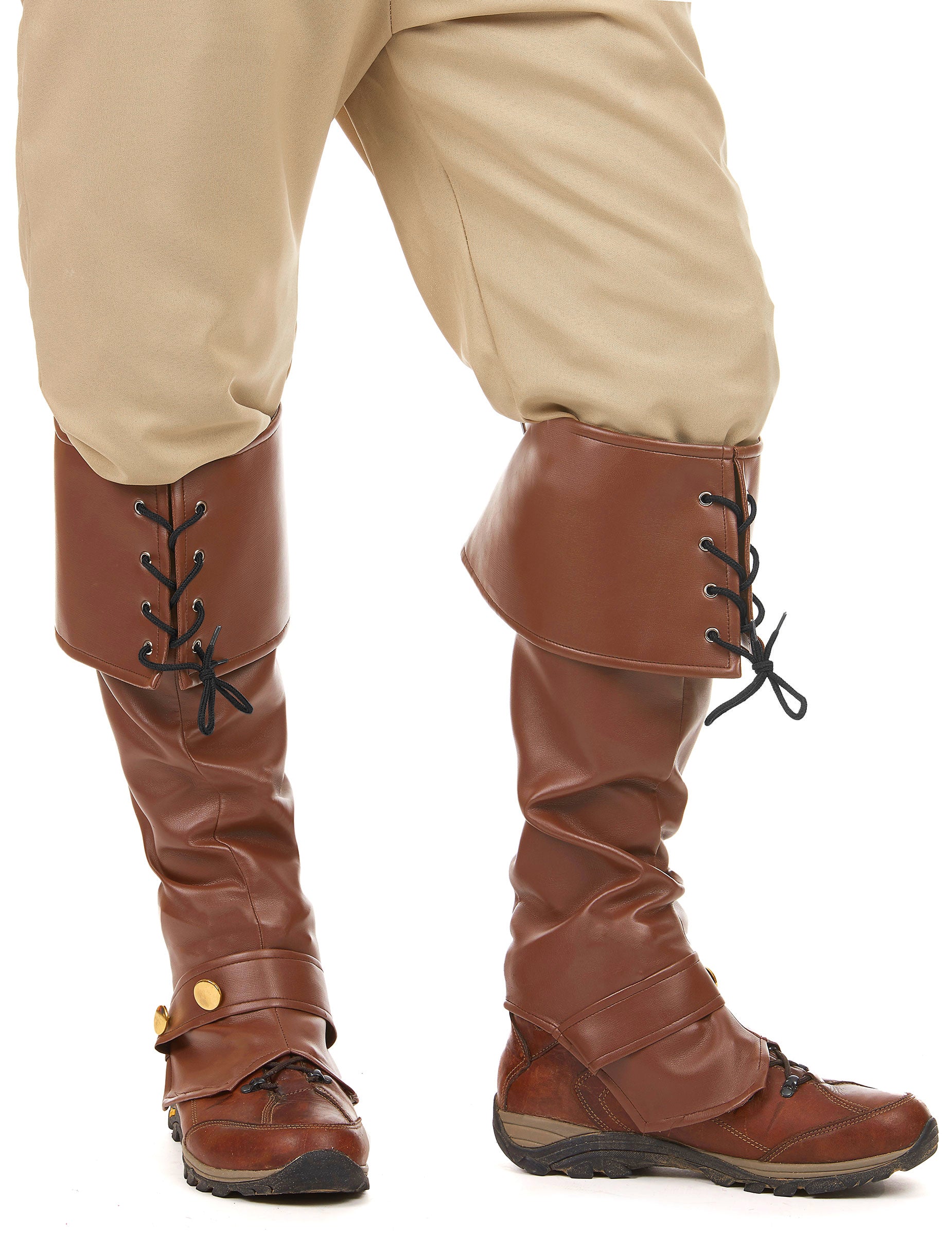 Sur-bottes avec lacets et lanière cloutée pour adulte marron en simili cuir