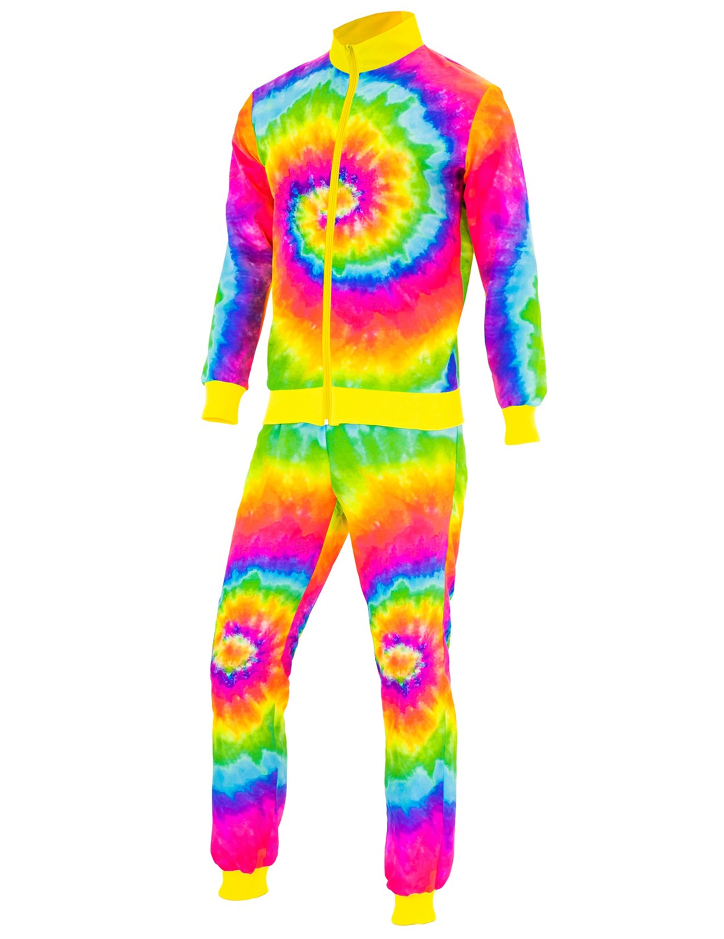 Vue de face du survêtement Tie and Dye fluo