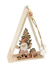 Suspension en bois Père Noël rose triangle décoratif