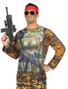 T-shirt militaire pour homme camouflage avec imprimé gilet tactique et bandeau rouge