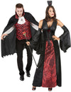 Aikuisten majesteettinen vampyyri-asu Halloween pariskunnille