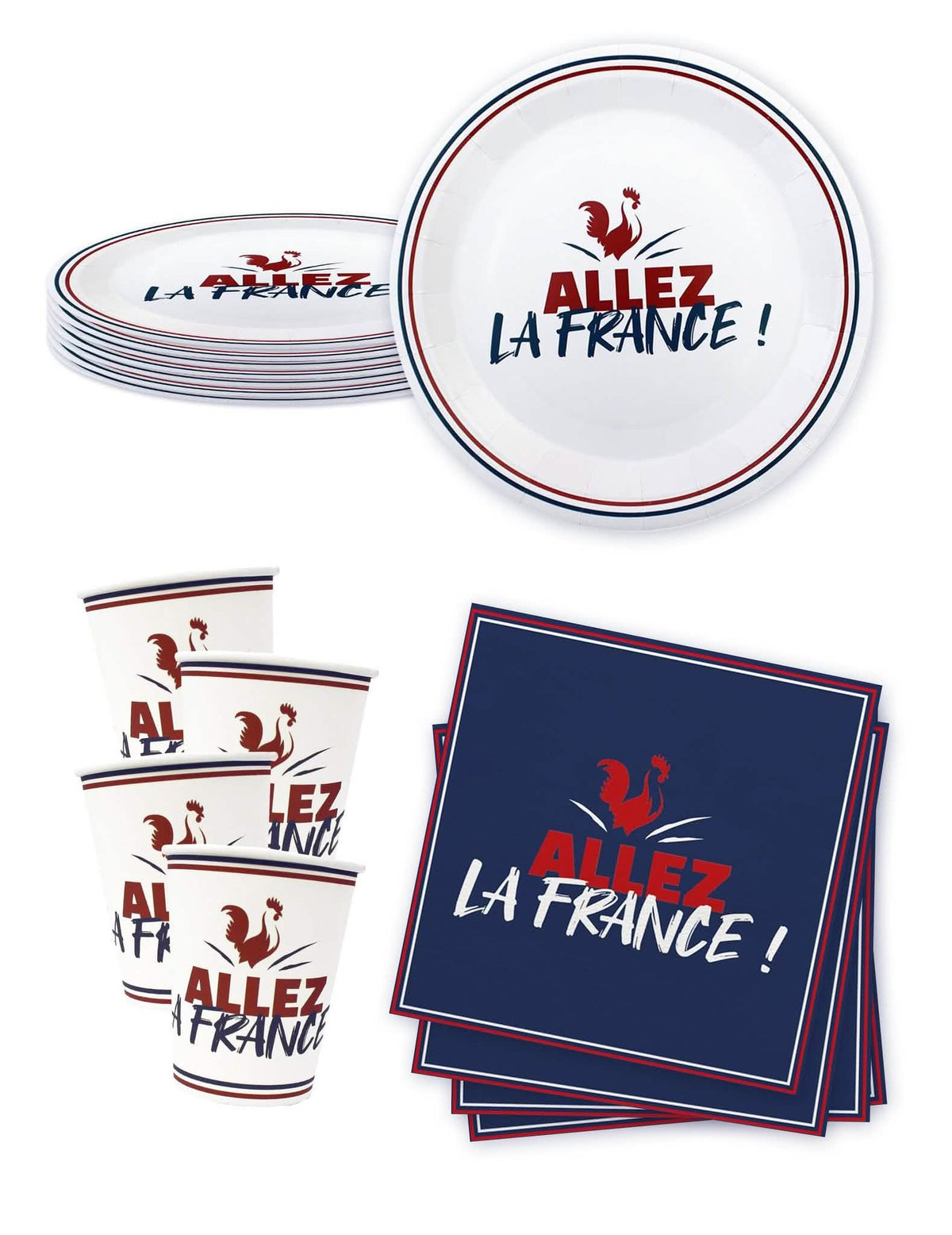 Allez la France -kertakäyttöastiapakkaus