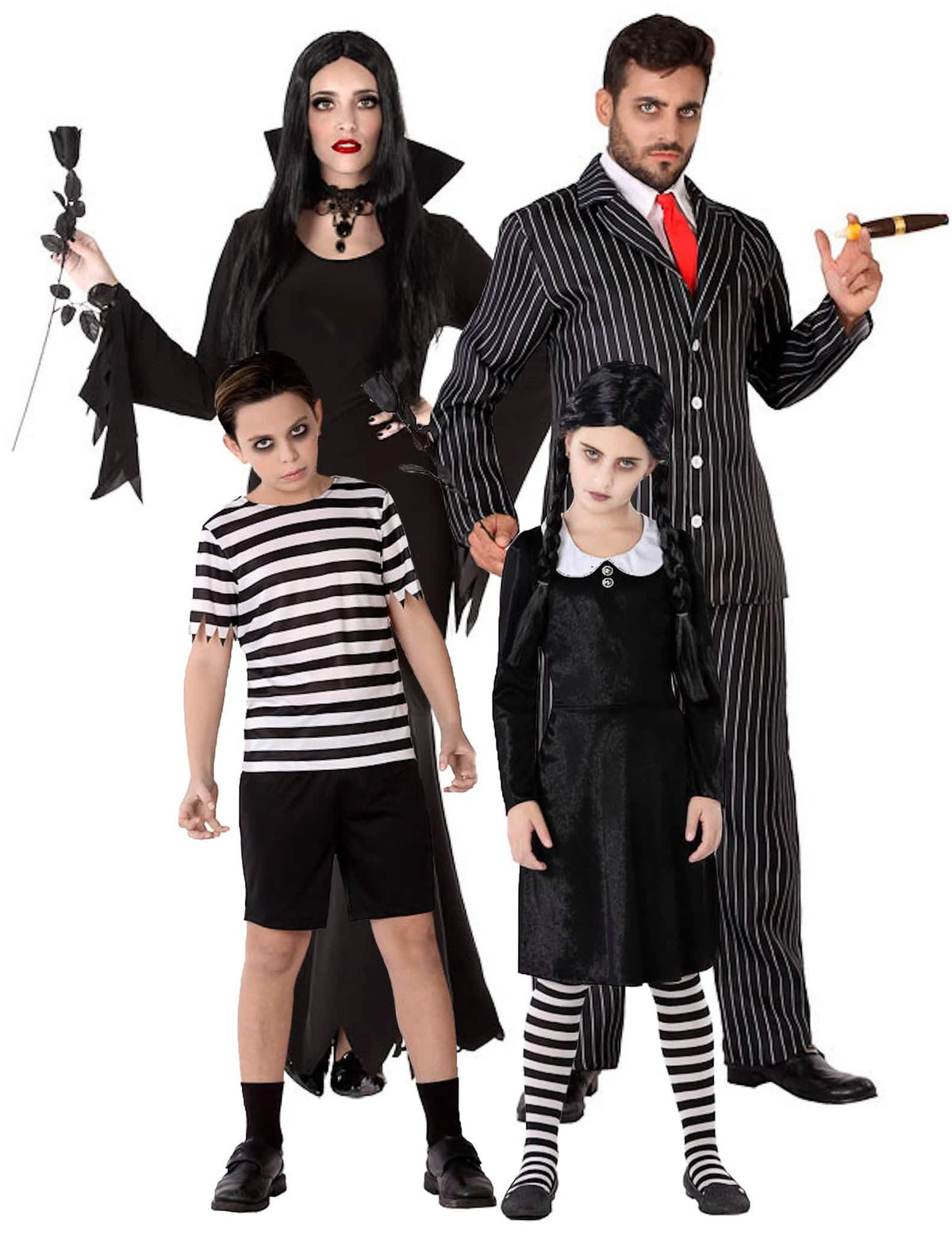 Goottiperheen naamiaisasusetti perheelle halloween