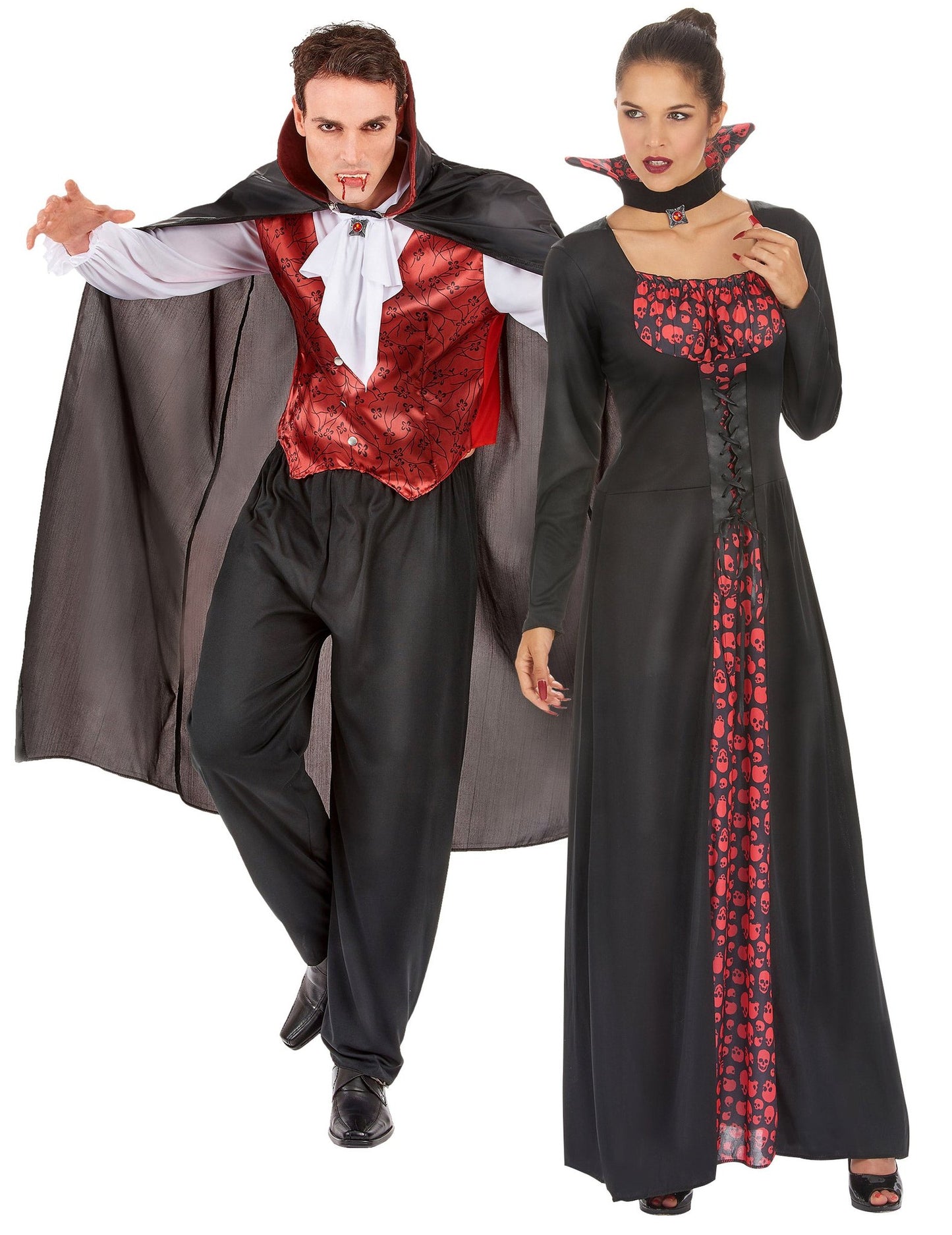 Kauhistuttava vampyyriparipuku punainen Halloween aikuisille