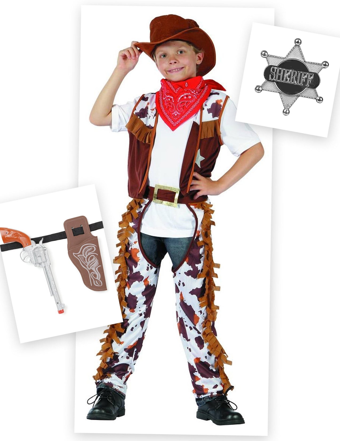 Cowboyn naamiaisasu ja asusteet pojalle