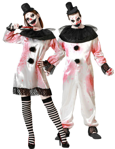 Pierrot Assassin -asu aikuisille, halloween-pariskunnalle