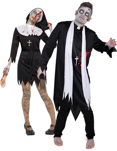 Uskonnollinen zombie-pariskunta Halloween-naamiaisasu