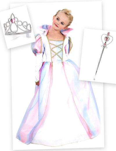 Pack déguisement princesse fille avec couronne et baguette
