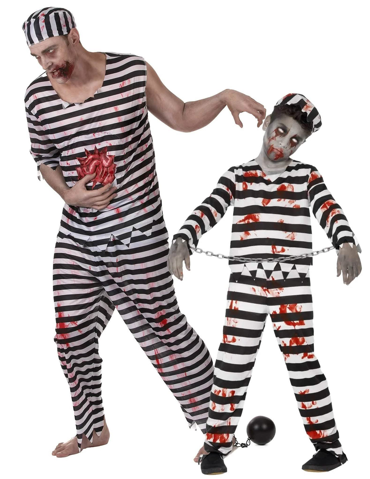 Pelottava zombivankipariskunnan isä-poika-asu halloweenina