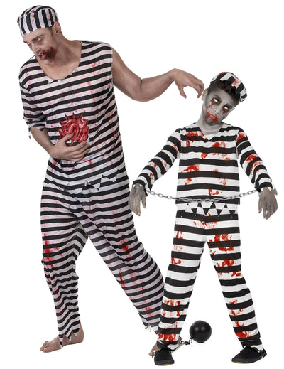 Pelottava zombivankipariskunnan isä-poika-asu halloweenina