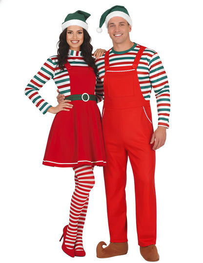 Déguisement de couple lutins du Père Noël adulte