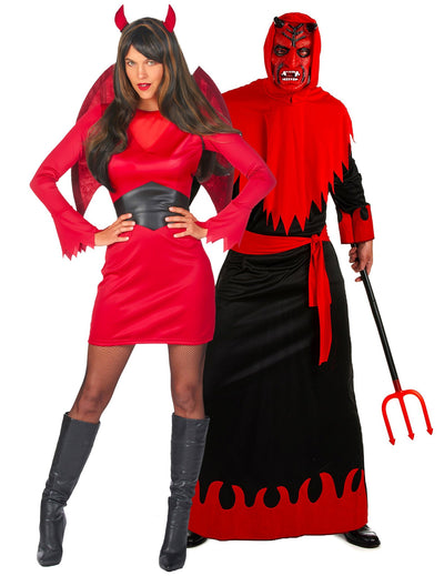 Punainen paholainen ja demonipari Halloween-naamiaisasu