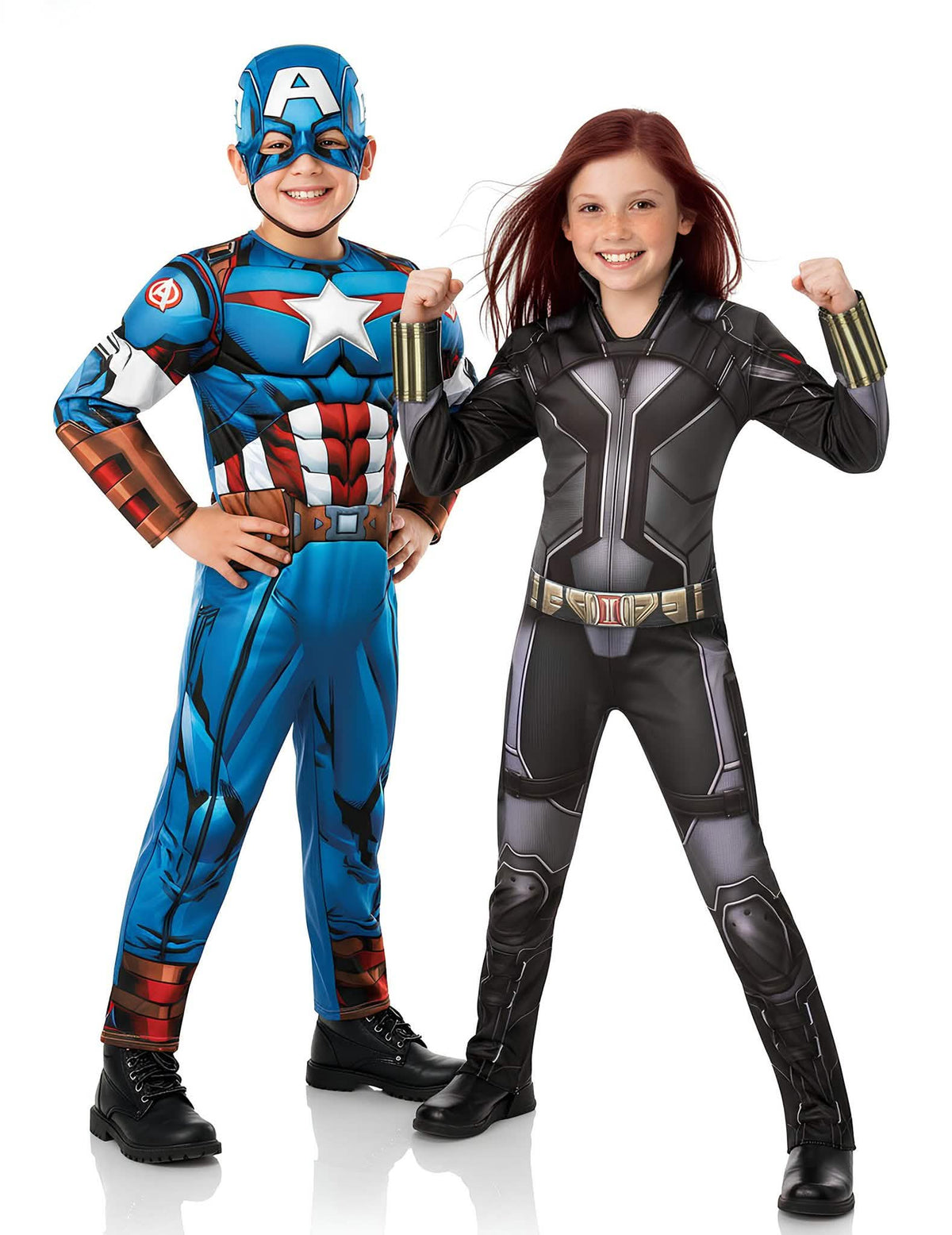 Déguisement de couple Captain America et Black Widow pour enfant bleu et noir