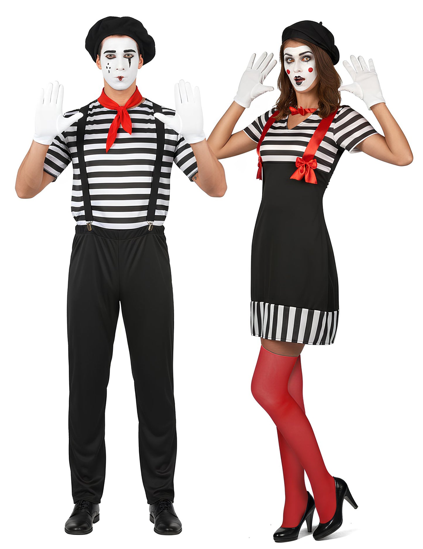 Vue d'ensemble du déguisement de couple mime