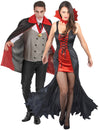 Aikuisten punainen verinen vampyyri-asu Halloween pariskunnille