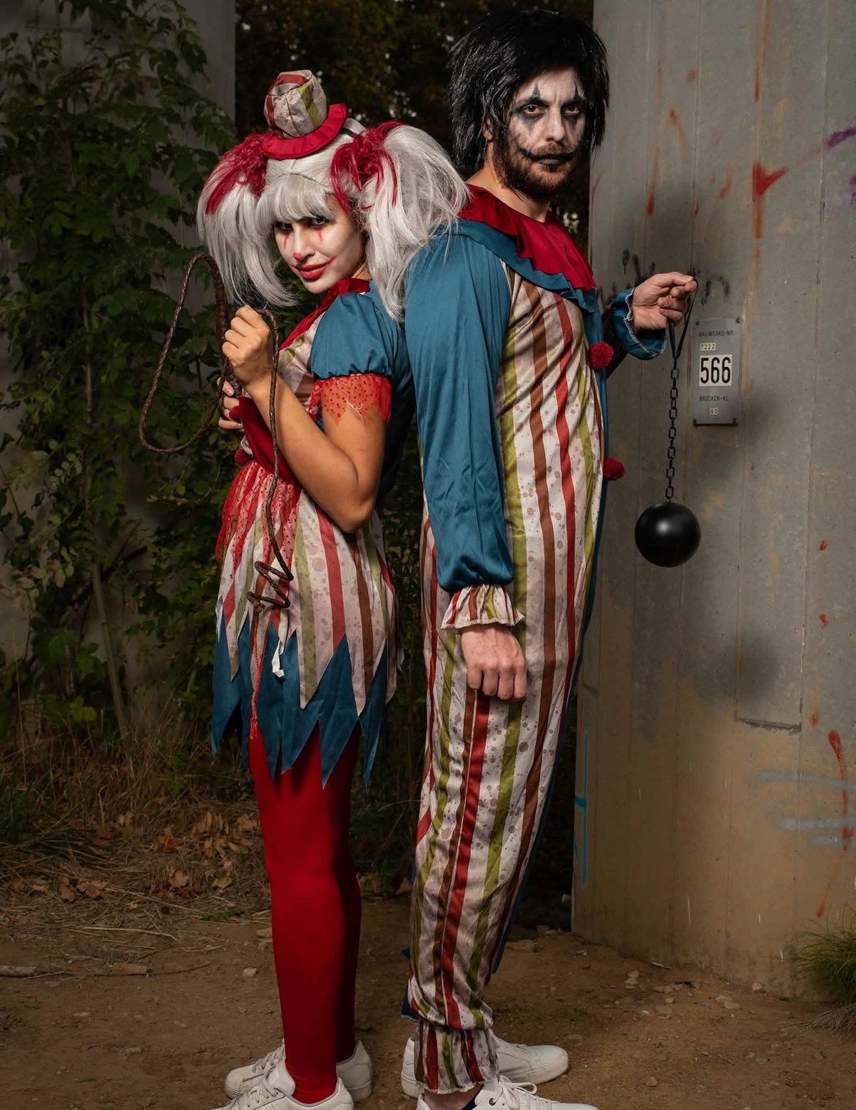 Halloween värikäs klovniparin puku