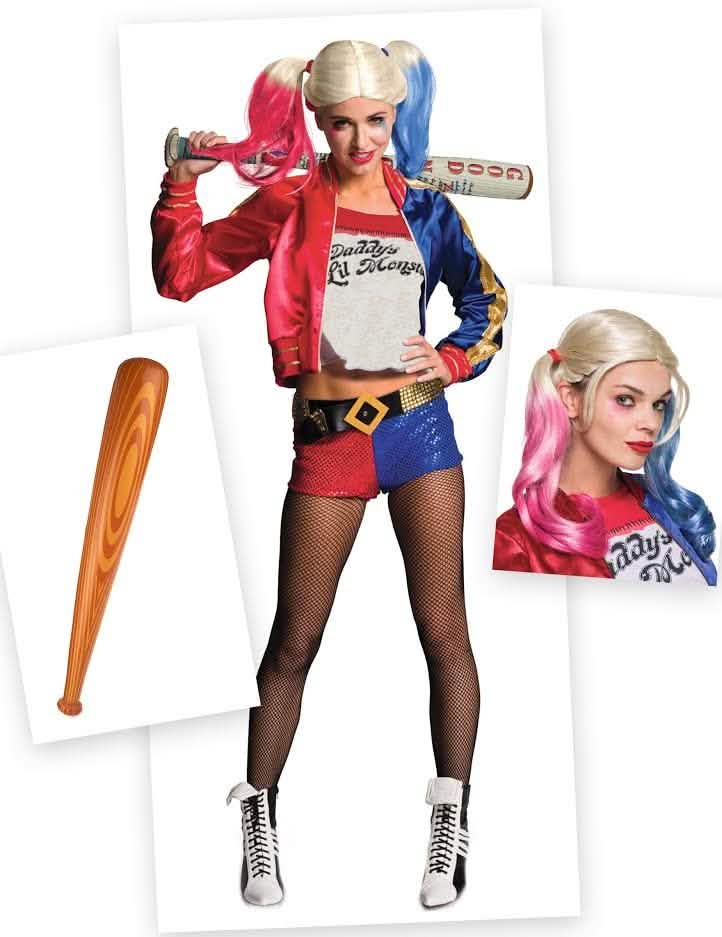Harley Quinn- naamiaisasu ja asusteet naiselle