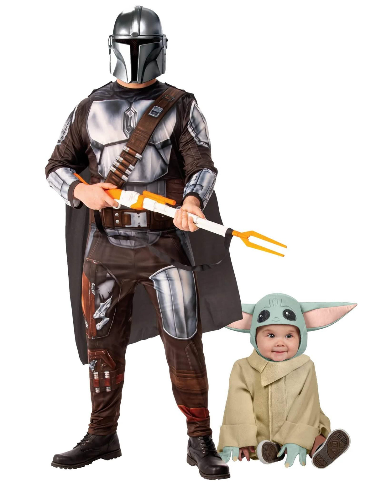 Mandalorian ja Baby Yoda -vauvan isän ja pojan pariskuntaasu