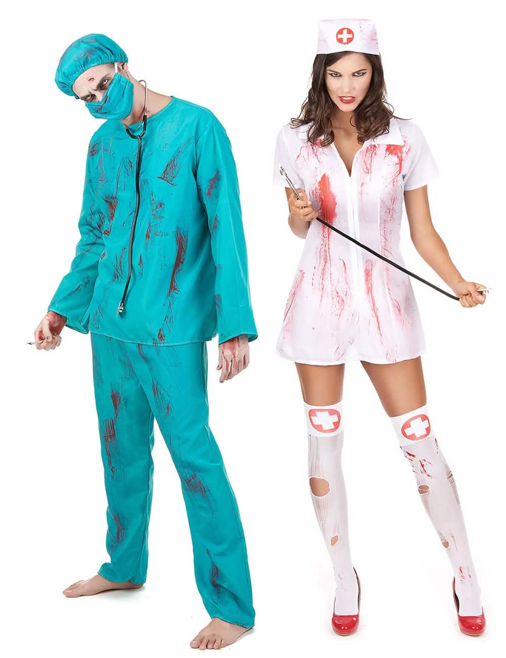 Kirurgi ja sairaanhoitaja - zombipariasu halloween