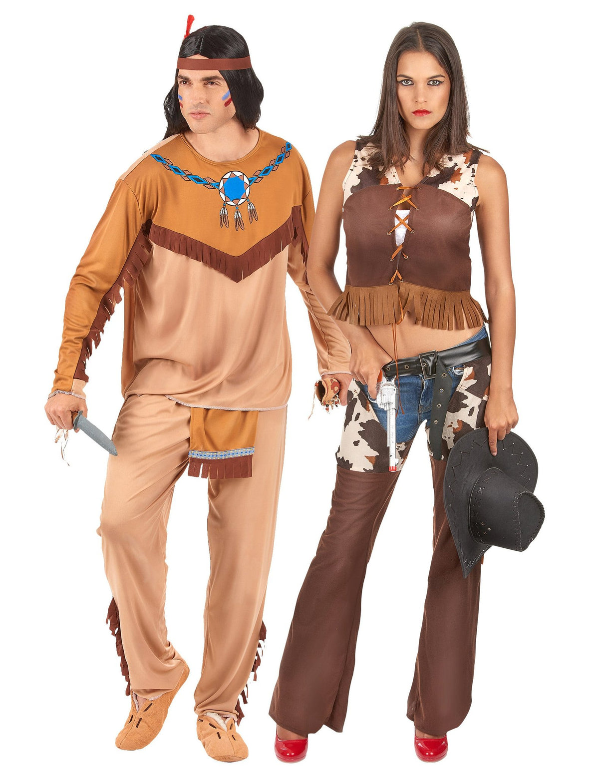 Intiaani ja cowgirl- naamiaisasu aikuiselle