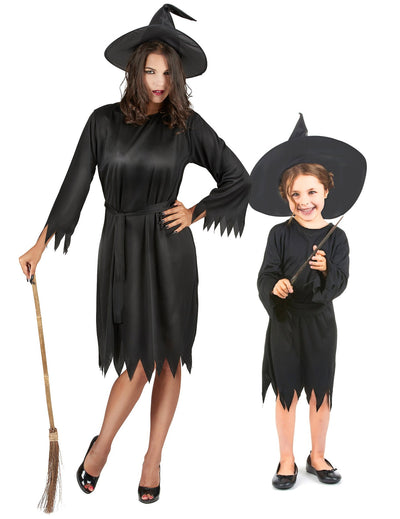 Äiti-tytär Halloween noita-naamiaisasu