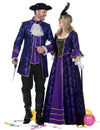 Déguisement de couple marquis baroques pour adulte violet et noir