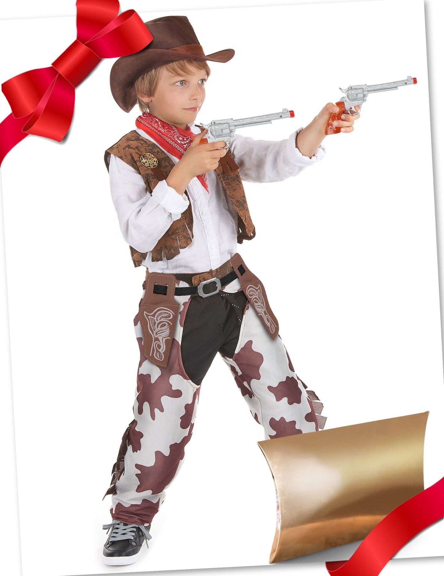 Cowboy-naamiaisasu ja asusteet pojalle + lahjapaketti