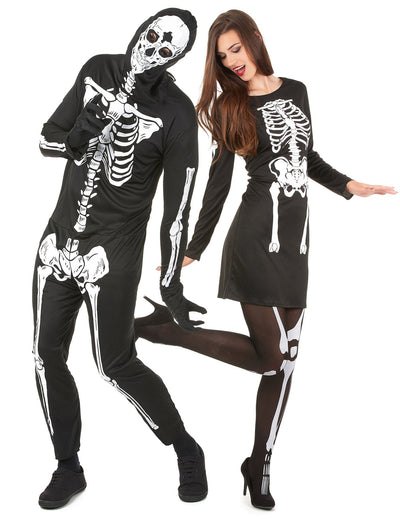Aikuisten Halloween luuranko-naamiaisasu pariskunnalle