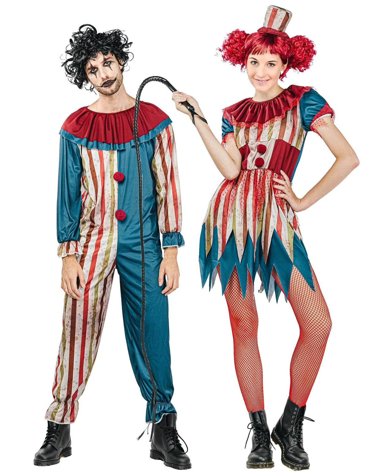 Halloween värikäs klovniparin puku