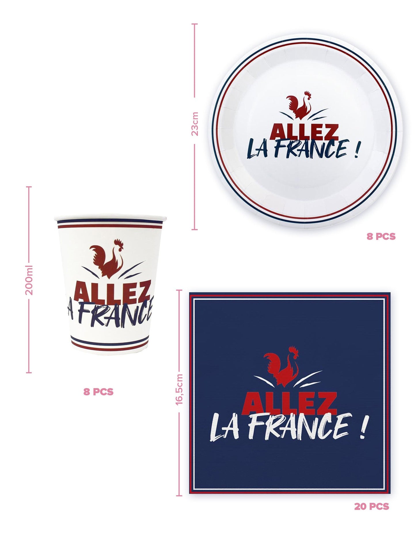 Allez la France -kertakäyttöastiapakkaus